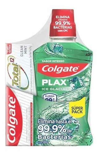 Enjuague Bucal Colgate Plax Ice 500 Ml + Crema Total 12