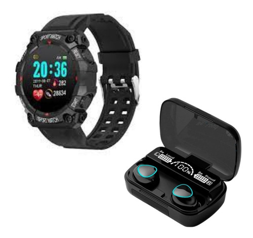 Combo Smartwatch Reloj Fd68 + Auricular Inalambrico M10 Negr