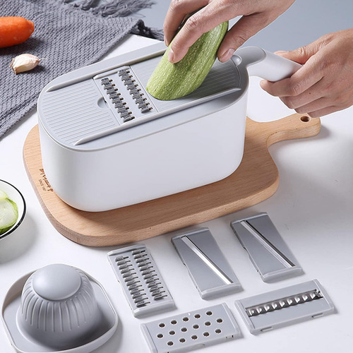 Rallador 6 En 1 Multifuncional Rebanador Con Accesorios Para Cocina Versátil Y Práctico Para Cortar, Rallar Y Rebanar Verduras Y Frutas