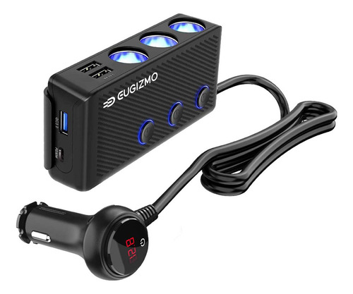 Divisor De Isqueiro De Carro Eugizmo 200w Com 3 Soquetes Com