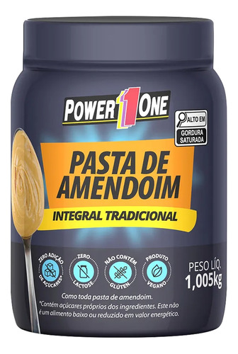Pasta De Amendoim Integral Power One Tradicional 1kg