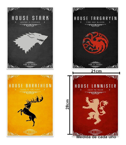 Game Of Thrones 4 Posters Envio Gratis Got Stark Targaryen