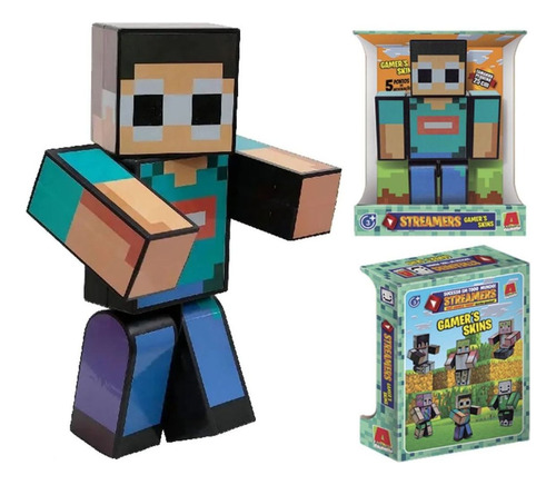 Streamers Minecraft Boneco Holográfico Articulado 25cm