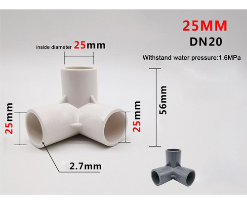 Conector De Tubo De Saída 10pcs 3vias Pvc Fitting Elbow 25mm