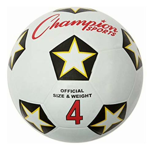 Champion Sports Srb4 Rubber Sports Ball, For Soccer, No. 4, Color Blanco