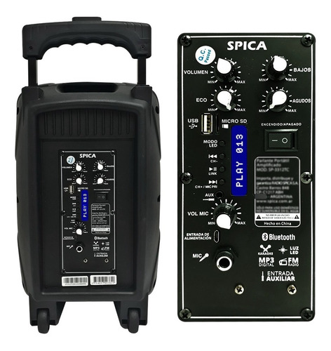 Parlante Spica Sp-3312tc Portatil Bluetooth Karaoke Tripode