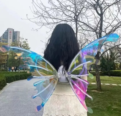 Alas Mecanicas Mariposa A Bateria Luces Led Multicolor Alitas Ajustable