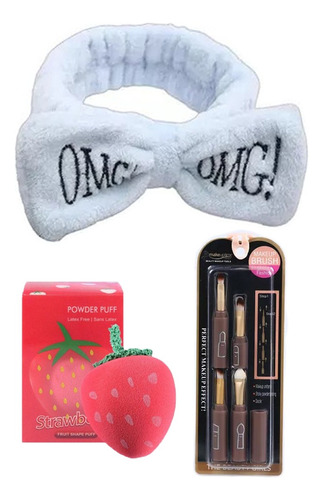 Set Maquillaje Vincha + Setx5 Brochas + Esponjita Frutillita