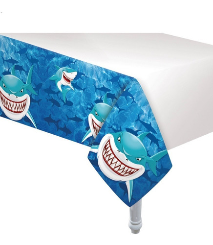 Mantel Rectangular Decoración Fiesta Cumpleaños Plastico Color Tiburón