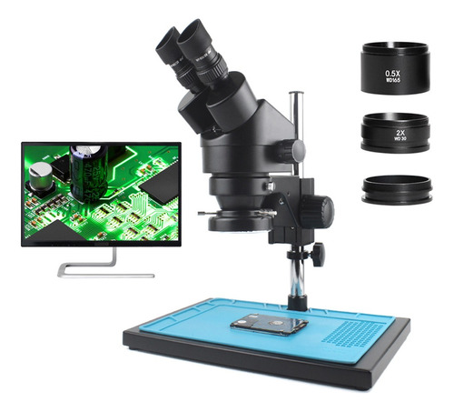 Microscopio Estéreo Binocular 7-45x Industrial Zoom 0.5x