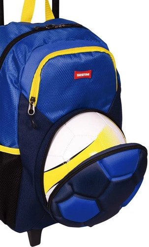 Mochila Infantil Rodinha Futebol Escolar Impermeável Sestini