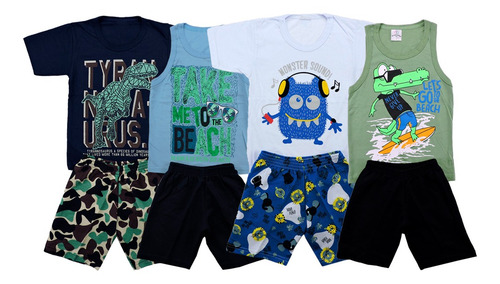 Kit Lote 6 Conjuntos Roupa Infantil Menino Masculino Atacado