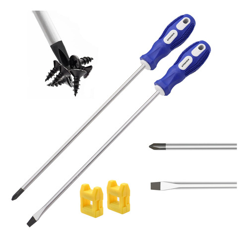 Juego De 2 Destornilladores Ranurados Y Phillips 305 Mm, Con