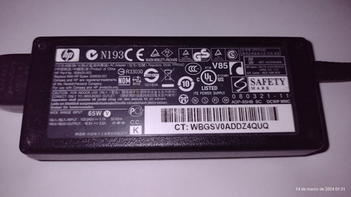 Cargador Notebook Hp N193 65w 18.5v 3.5a