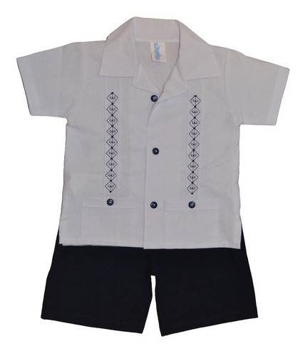 Conjunto Guayabera Bebe 100% Algodón ( 2 Pz ) ( Vr Colores )