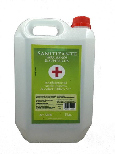 Alcohol Sanitizante 70º Liquido X 5 Litros