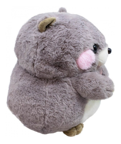 Ardilla de peluche con forma de castor gris comiendo sandía, 21 cm, hermosa