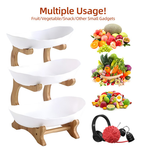 Soporte Expositor Para Buffet De Madera, Cesta De Fruta, Cue