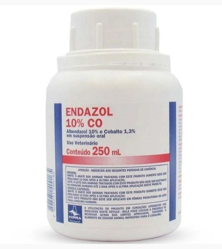 Endazol Cobalto 10% Vermifugo Oral Bovinos E Ovinos 250 Ml