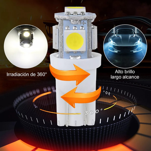 20pzs Foco Led Pellizco T10 Automotriz Lote Led 5050 Blanco