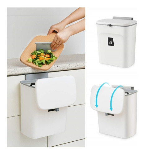 Imagen 3 de 10 de Basurera Caneca Cocina Portátil Blanca 9lt ( Iva Incluido)