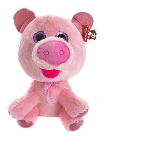 Peluche Chancho Ojon Sentado Suave Relleno 40 Cm