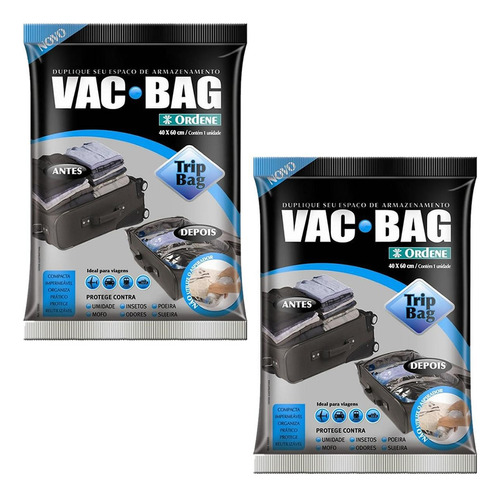 Saco Vácuo Vac Bag Ordene Trip Bag 40x60 Armazenagem 2 Peças