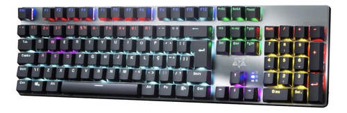 Teclado gamer Adamantiun Shuriken AK-2001 QWERTY português Brasil cor prata