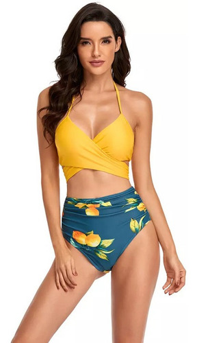 Traje De Baño Mujer Bikini Dos Piezas Lima Amarillo