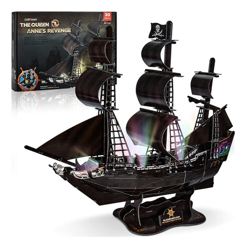 Hicfen 3d Puzzles Para Adultos Barco Pirata Grande Queen Ann