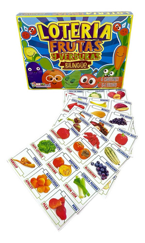 Juego Lotería Frutas Verduras Bilingüe Vegetales Ingles Leer