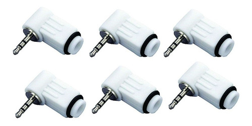 Kit 6 Peças Plug P1 Stereo 90º Branco