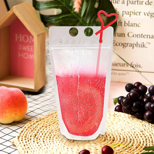 100 Conjuntos De Sacos De Bebidas Com Zíper Vertical Para Be