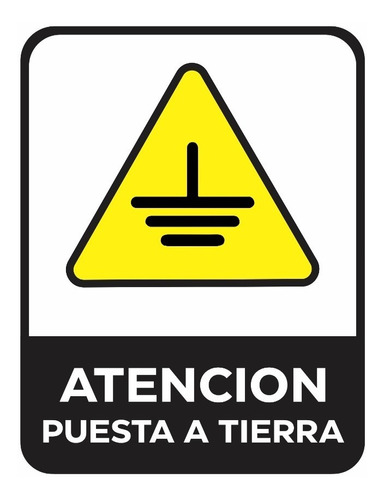 Cartel Advertencia Atencion Puesta Tierra 22x28 Alto Impacto