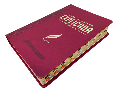 Biblia De Estudo Explicada Com Dicionario Capa Luxo Vinho Com Indice Lateral