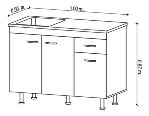 Imagen 3 de 9 de Bajo Mesada + Alacena + Mesada 100 Cm Blanco Amube Trento