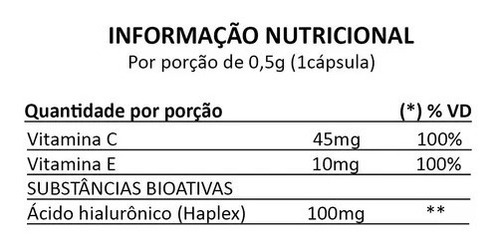 Ácido Hialurônico 100mg-vitaminas C E E