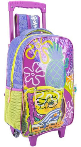 Mochila Escolar Primaria Bob Esponja Con Ruedas Keepack Carrito