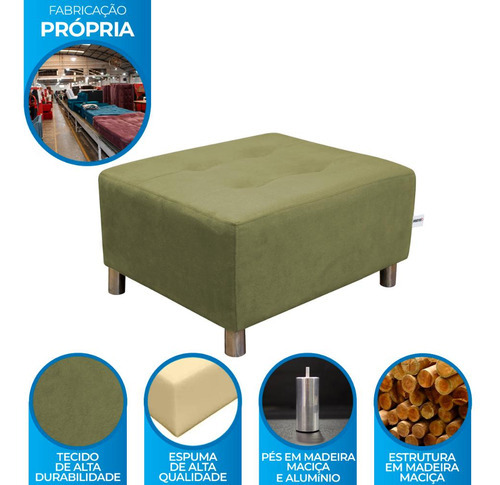 Puff Decorativo P/ Sala Nero Multifuncional Quadrado Chumbo
