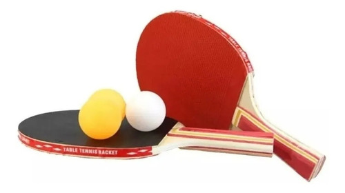 Set Par Paleta Raqueta Ping Pong + 3 Pelotas + Estuche #1 