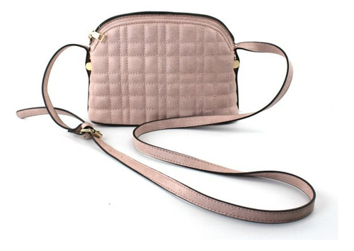 Bolsa Crossbody Sam & Handly Ji1667s Acabado De Los Herrajes Oro Color Rosa Correa De Hombro Rosa Diseño De La Tela Liso