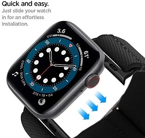 Imagen 6 de 6 de Malla Spigen Lite Apple Watch 44m S6/se/5/4 Y 42m S3/2/1 Neg