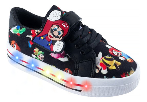 Tenis Super Mario Bros Luces Led Cómodo Toad Bowser 1026-nmb