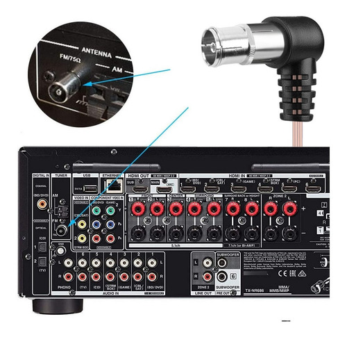 Antena Dipolo Radio Fm Macho 75 Ohms Con Adaptador Hembra