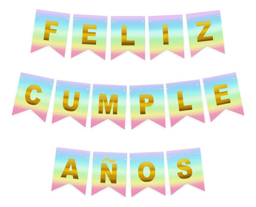 Guirnalda Feliz Cumpleaños Glittel Dorado 3 Metros