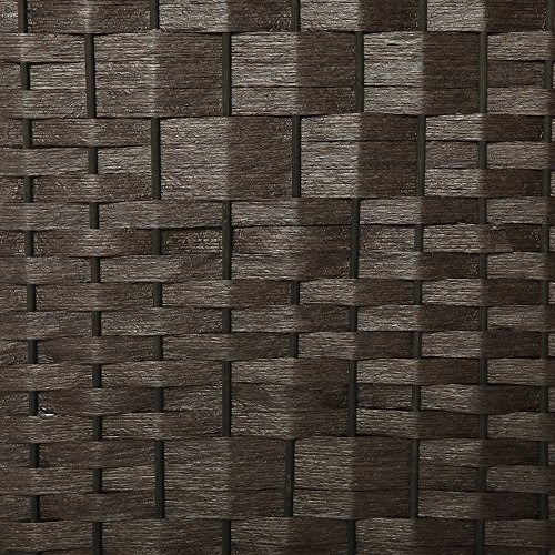 Biombo De 3 Paneles De Bambú Tejido Marco De Madera, S...