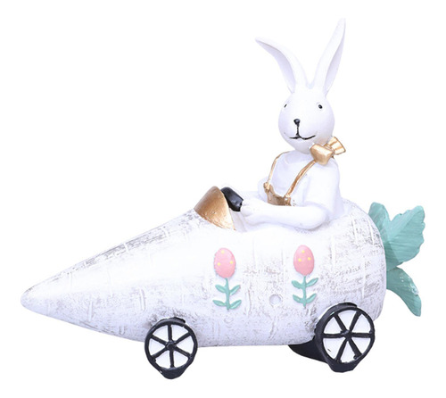 Resin Figurina De Automóvil De Bunny De Pascua Para Patio,