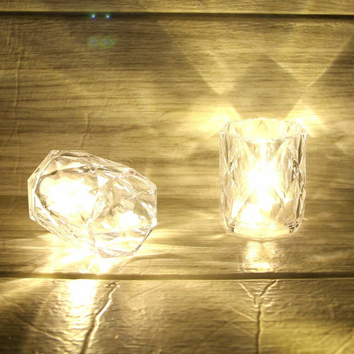 Imagen 3 de 10 de Vela Led Cristal Adorno Luminoso Decoración De Mesa
