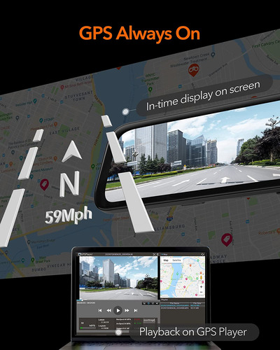 Cámara Trasera Wolfbox G840s 12 4k Mirror Dash Cam, 2160p...