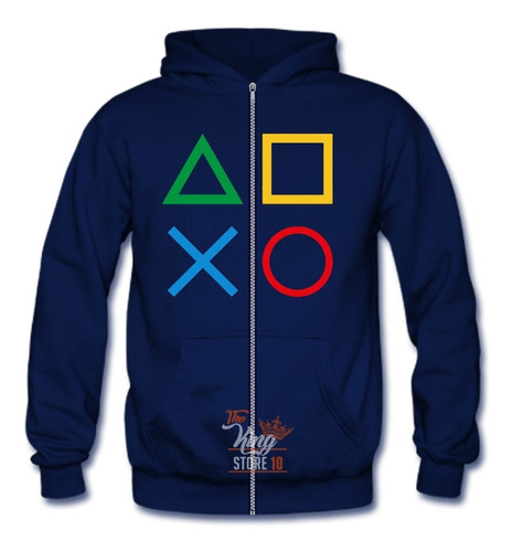 Poleron Cierre, Playstation, Botones, Gamer, Videojuego, Estampado, Xxxl / Thekingstore10